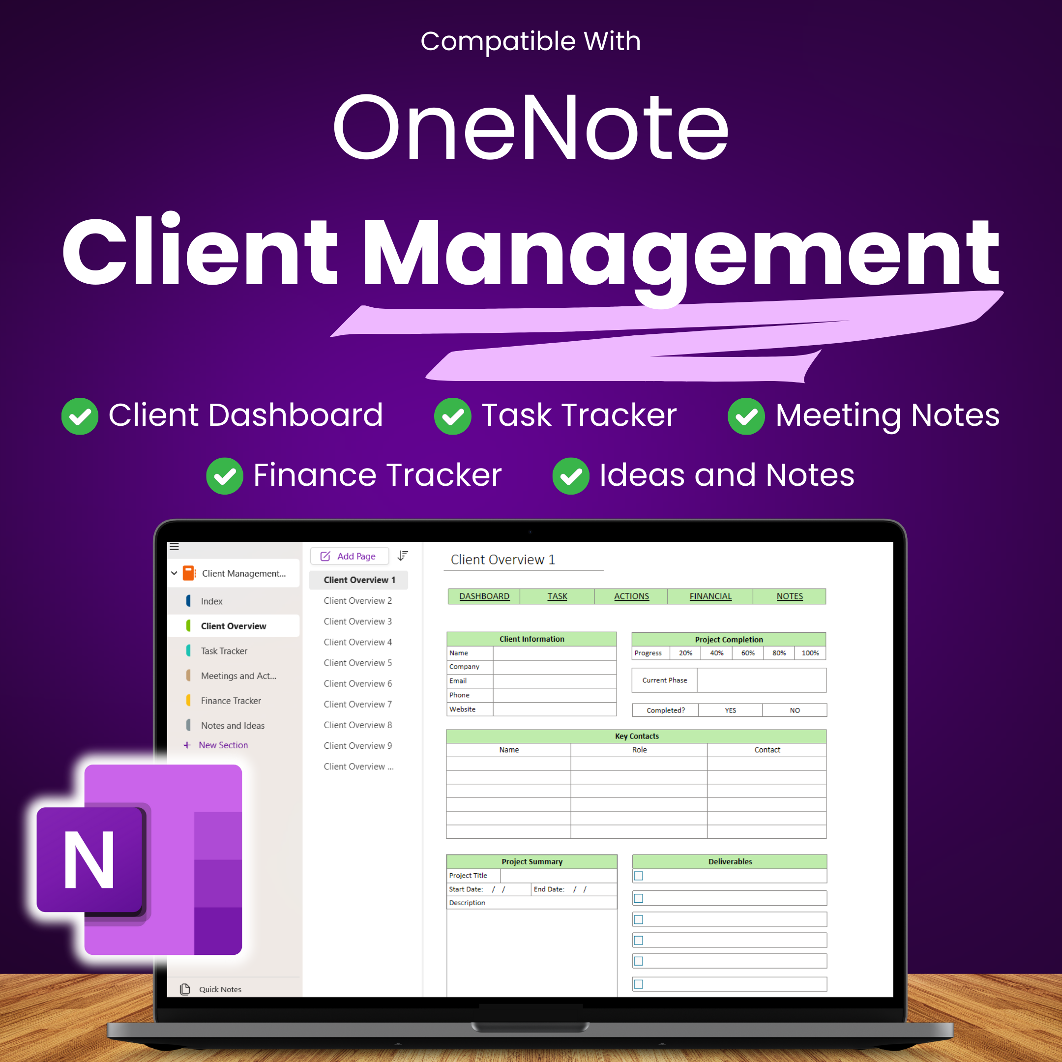 OneNote Client Management Templates Bundle – Your Productivity Pro