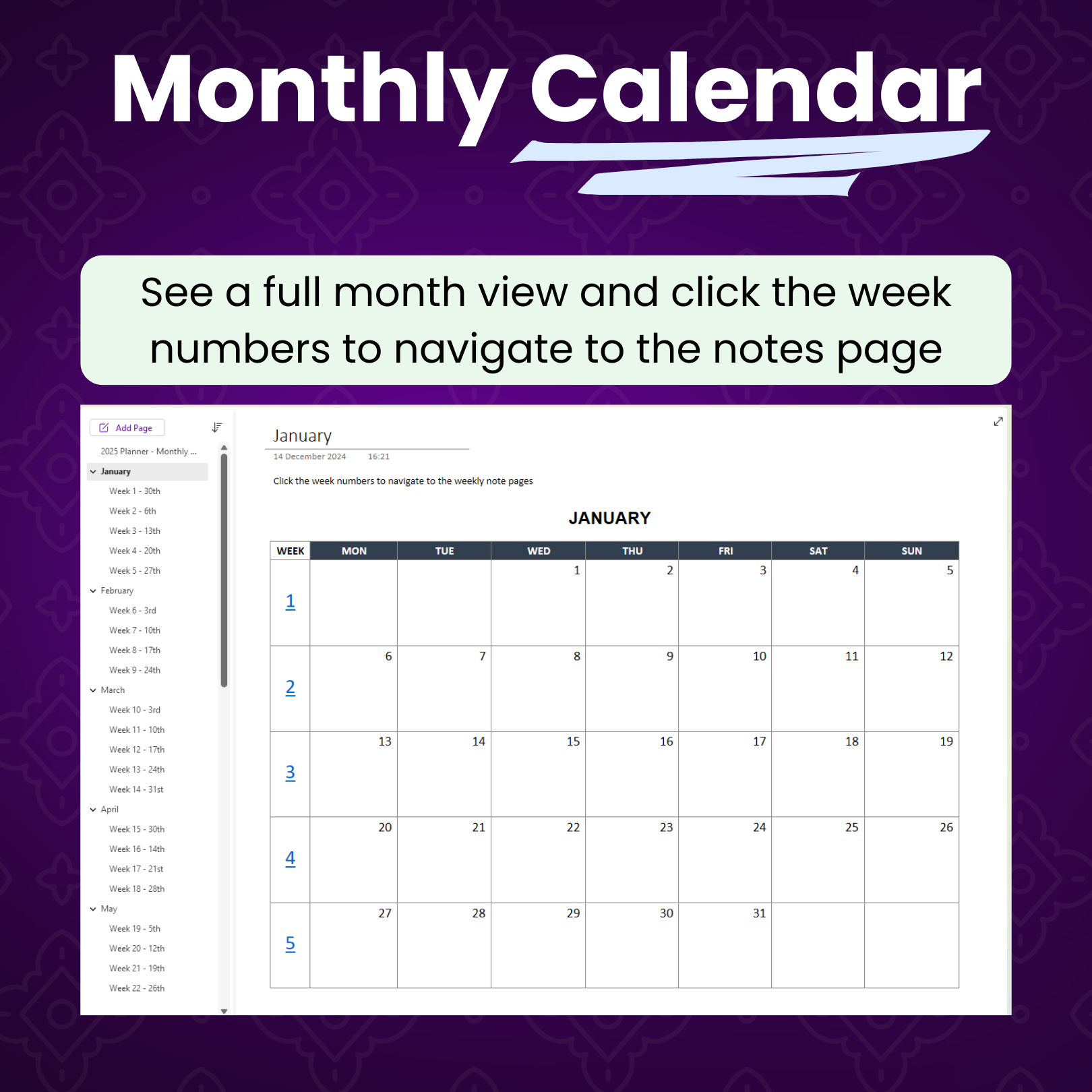 OneNote Weekly Planner