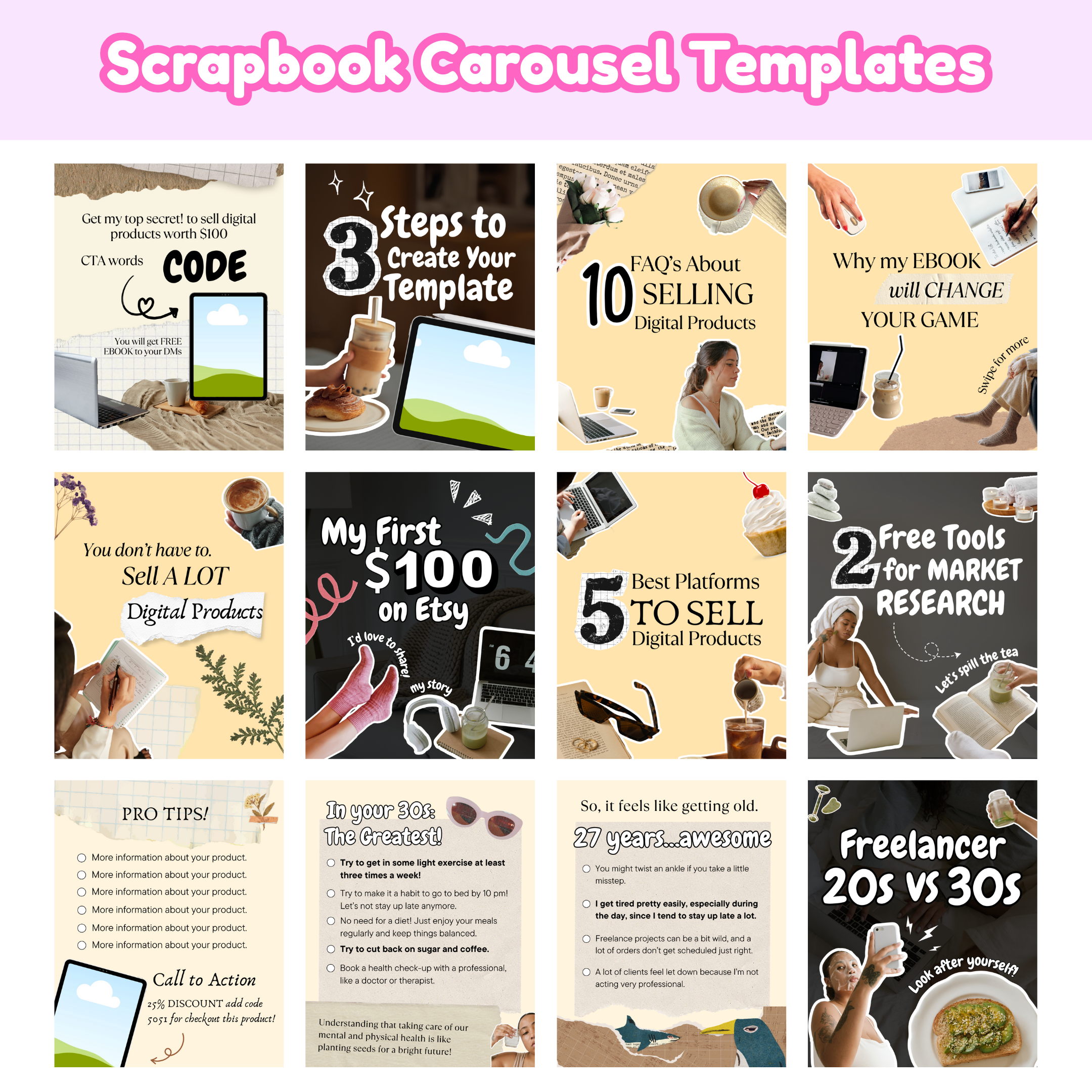 300+ Viral Posts, Carousels & Stories - Expansion Pack | Canva Templates